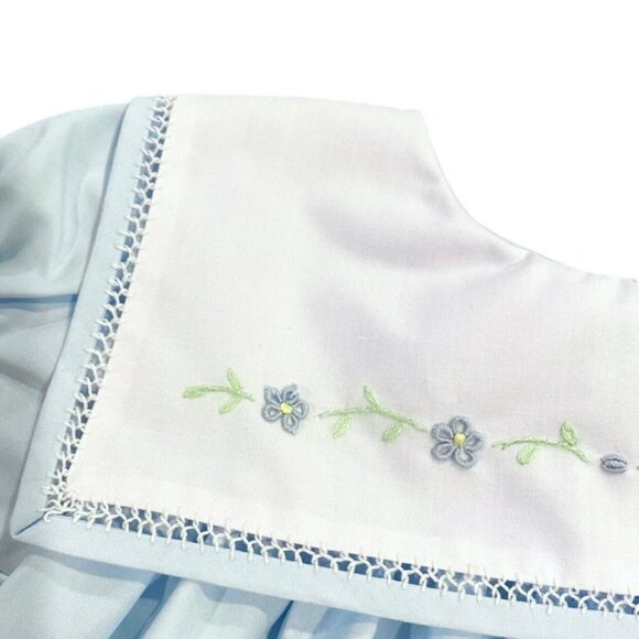 NEW Lulu Bebe 12m Blue Embroidered Collar Dress - Picture 3 of 6